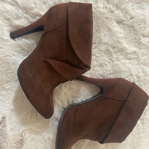 Brown suede ankle boots